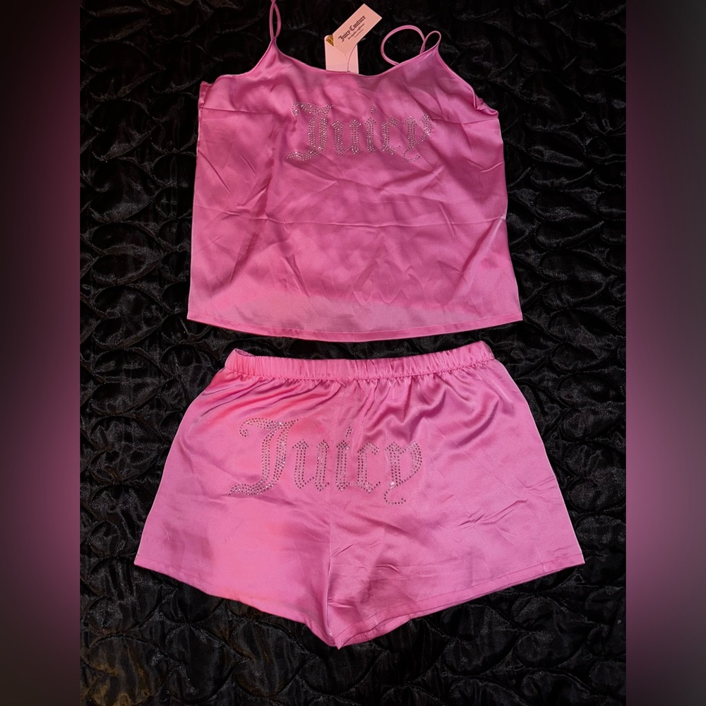 Juicy Couture pink satin 2 piece set
